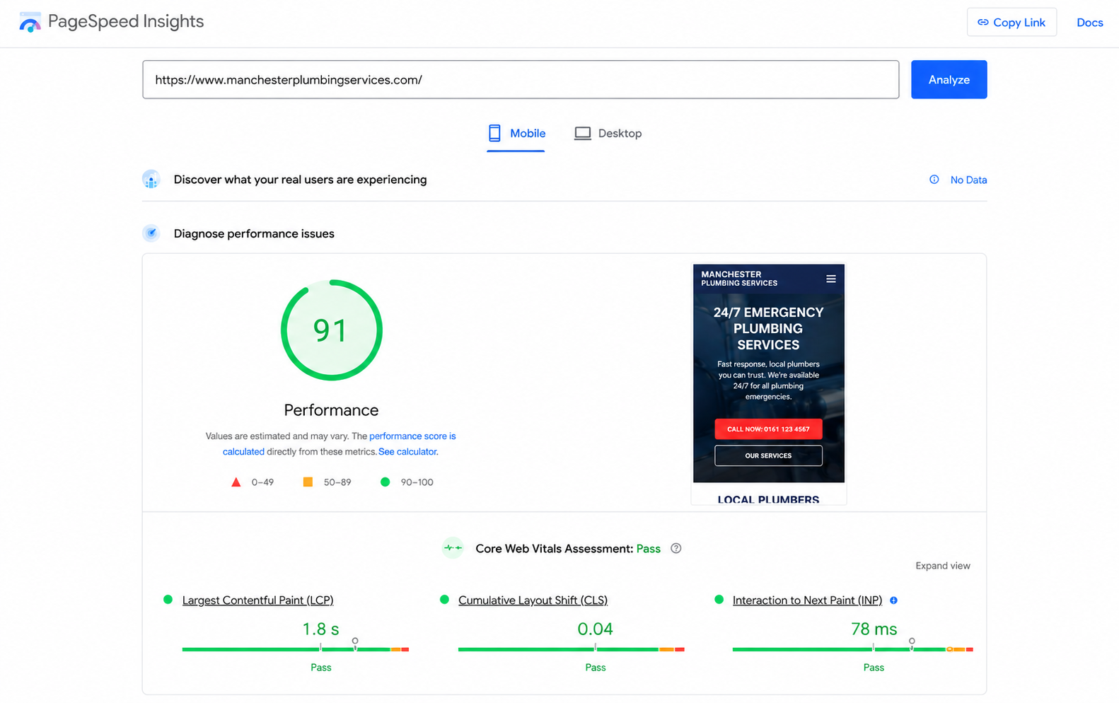 PageSpeed after