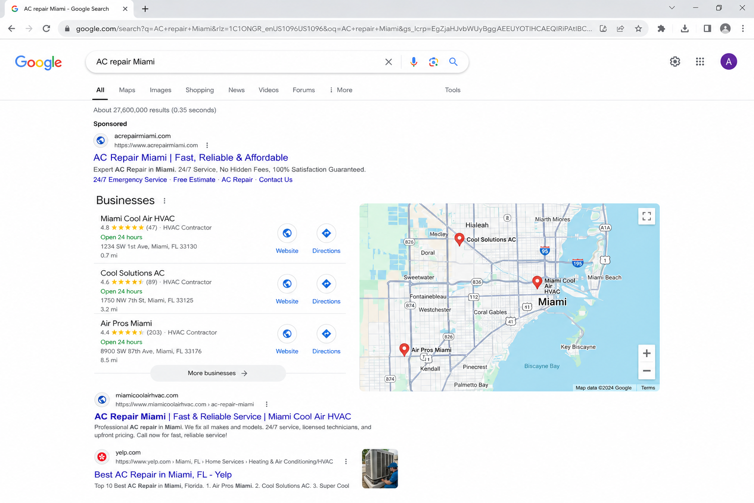 Google Maps 3-Pack appearance